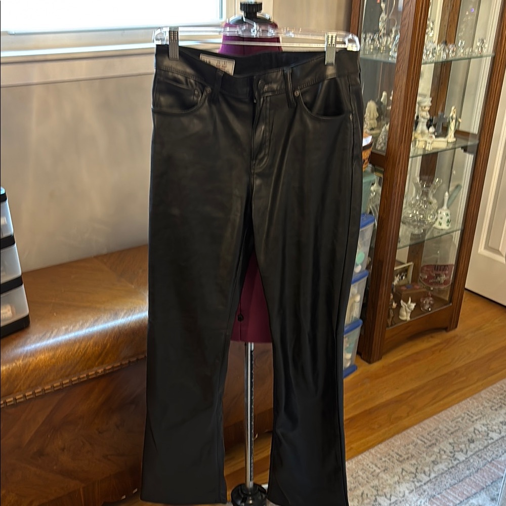 GAP Black Flare Wide Faux Leather Jeans